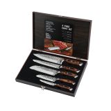 5pc Kitchen Knife Set in Storage Box Embossed Blade