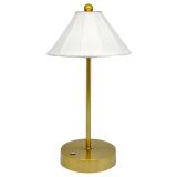 Rechargeable LED Table Lamp with Silk Cone Shade 16x16x30cm