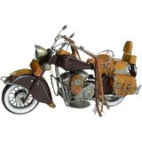 Indian Motorbike with Leatherette Handles Metal Collectable 36x15x22cm