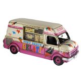 Ice Cream Truck Without Music Box Metal Collectable - Pink and Cream 32x14x14.5cm