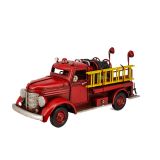 Rustic Fire Truck Metal Collectable - Red 31x11x13cm