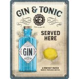 Nostalgic-Art Large Sign Gin & Tonic Served Here 30x40x0.5cm
