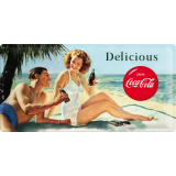 Nostalgic-Art Long Sign Coca-Cola - Beauties - Beach Couple 25x50x0.3cm