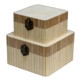 Bamboo Square Box With Catch Set Of 2