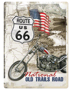 Nostalgic-Art Large Sign Route 66 Easy Rider 30x40x0.5cm