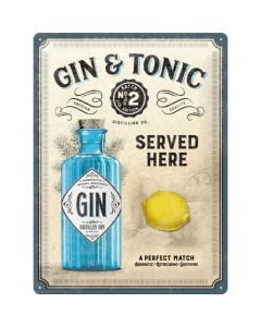 Nostalgic-Art Large Sign Gin & Tonic Served Here 30x40x0.5cm