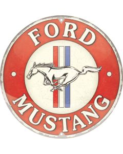 Nostalgic-Art Round Tin Sign Ford Mustang - 3 Stripes Red 35x35x0.5cm