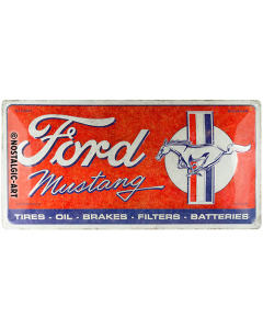 Nostalgic-Art Long Sign Ford Mustang - Horse & Stripes Logo Red 25x50x0.5cm