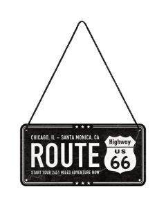 Nostalgic-Art Hanging Sign Route 66 Black 20x10x0.2cm