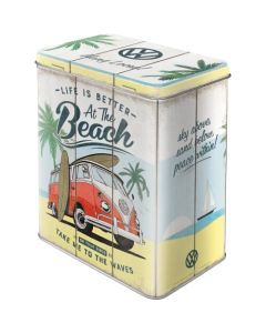 Nostalgic-Art Tin Storage Box Large VW Bulli Life is Better at the Beach 10x14x20cm
