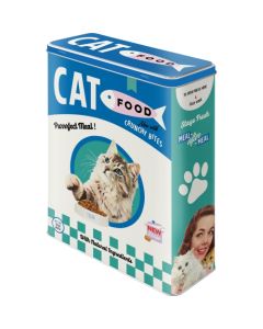 Nostalgic-Art Tin Storage Box XL Cat Food Blue Tin 8x19x26cm
