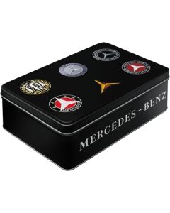 Nostalgic-Art Flat Storage Tin Mercedes-Benz Logo Evolution 23x16x7cm