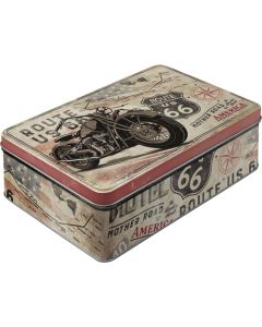 Nostalgic-Art Flat Storage Tin Route 66 Bike Map 23x16x7cm