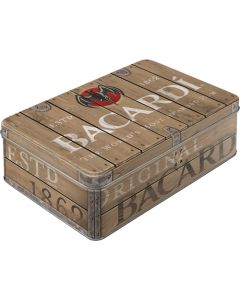 Nostalgic-Art Flat Storage Tin Bacardi Wood Barrel 23x16x7cm