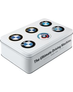 Nostalgic-Art Flat Storage Tin BMW Logo Evolution 23x16x7cm