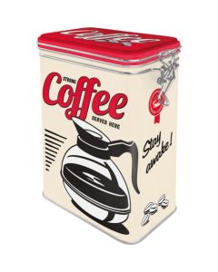 Nostalgic-Art Clip Top Storage Tin Strong Coffee Served Here 7.5x11x17.5cm