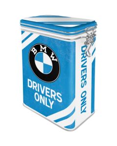 Nostalgic-Art Clip Top Storage Tin BMW Drivers Only 7.5x11x17.5cm