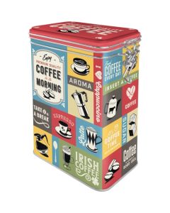 Nostalgic-Art Clip Top Storage Tin Coffee Collage 7.5x11x17.5cm