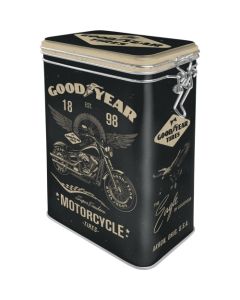 Nostalgic-Art Clip Top Storage Tin Goodyear - Motorcycle 7.5x11x17.5cm