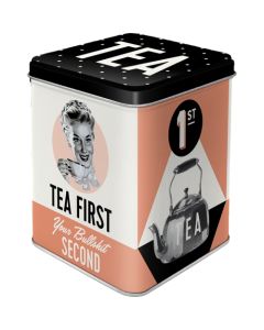 Nostalgic-Art Tea Storage Tin Tea First 7.5x7.5x9.5cm