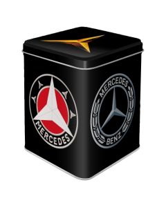 Nostalgic-Art Tea Storage Tin Mercedes-Benz Logo Evolution 7.5x7.5x9.5cm
