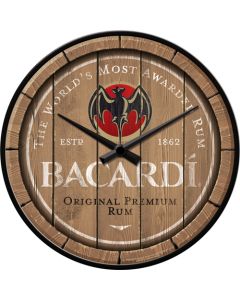 Nostalgic-Art Wall Clock Bacardi Wood Barrel 30cm 