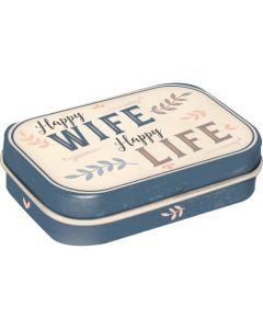 Nostalgic-Art Mint Box Happy Wife Happy Life 4x6x2cm