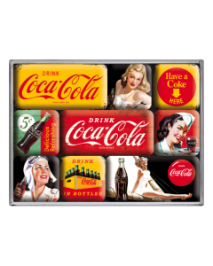 Nostalgic-Art 9pc Magnet Set Coca Cola Yellow/Red 7x9.3x2cm