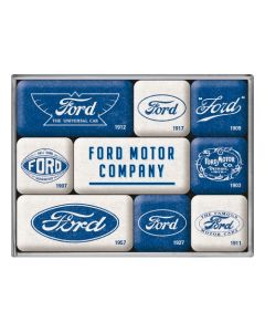Nostalgic-Art 9pc Magnet Set Ford Logo Evolution 7x9.3x2cm